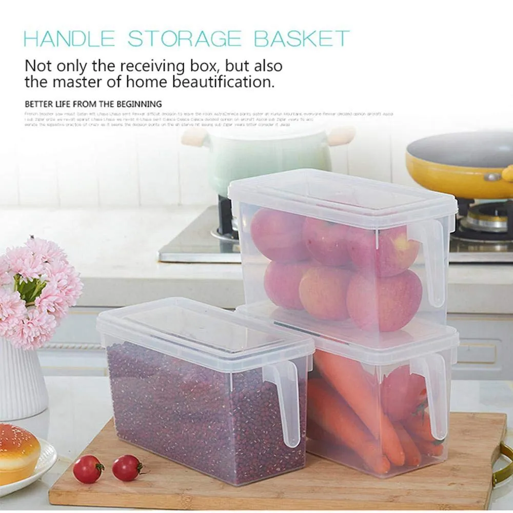 Volwco Food Storage Boxes With Lids Freezer Safe Volwco 3 Pcs 4.7L Large Plastic Kitchen Refrigerator Stackable Food Fruit Storage Containers With Handle