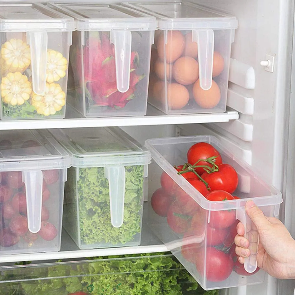 Volwco Food Storage Boxes With Lids Freezer Safe Volwco 3 Pcs 4.7L Large Plastic Kitchen Refrigerator Stackable Food Fruit Storage Containers With Handle