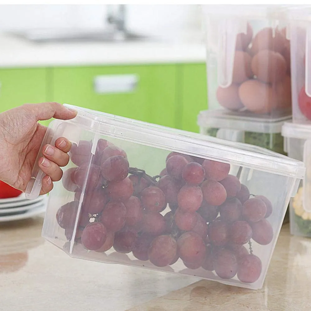 Volwco Food Storage Boxes With Lids Freezer Safe Volwco 3 Pcs 4.7L Large Plastic Kitchen Refrigerator Stackable Food Fruit Storage Containers With Handle