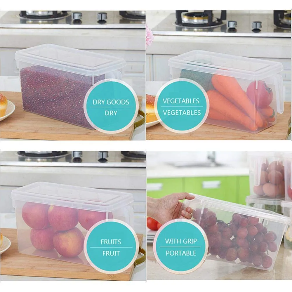 Volwco Food Storage Boxes With Lids Freezer Safe Volwco 3 Pcs 4.7L Large Plastic Kitchen Refrigerator Stackable Food Fruit Storage Containers With Handle