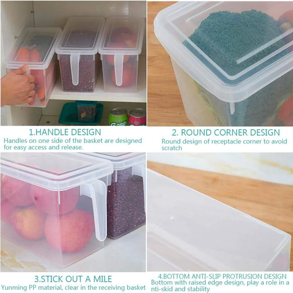 Volwco Food Storage Boxes With Lids Freezer Safe Volwco 3 Pcs 4.7L Large Plastic Kitchen Refrigerator Stackable Food Fruit Storage Containers With Handle