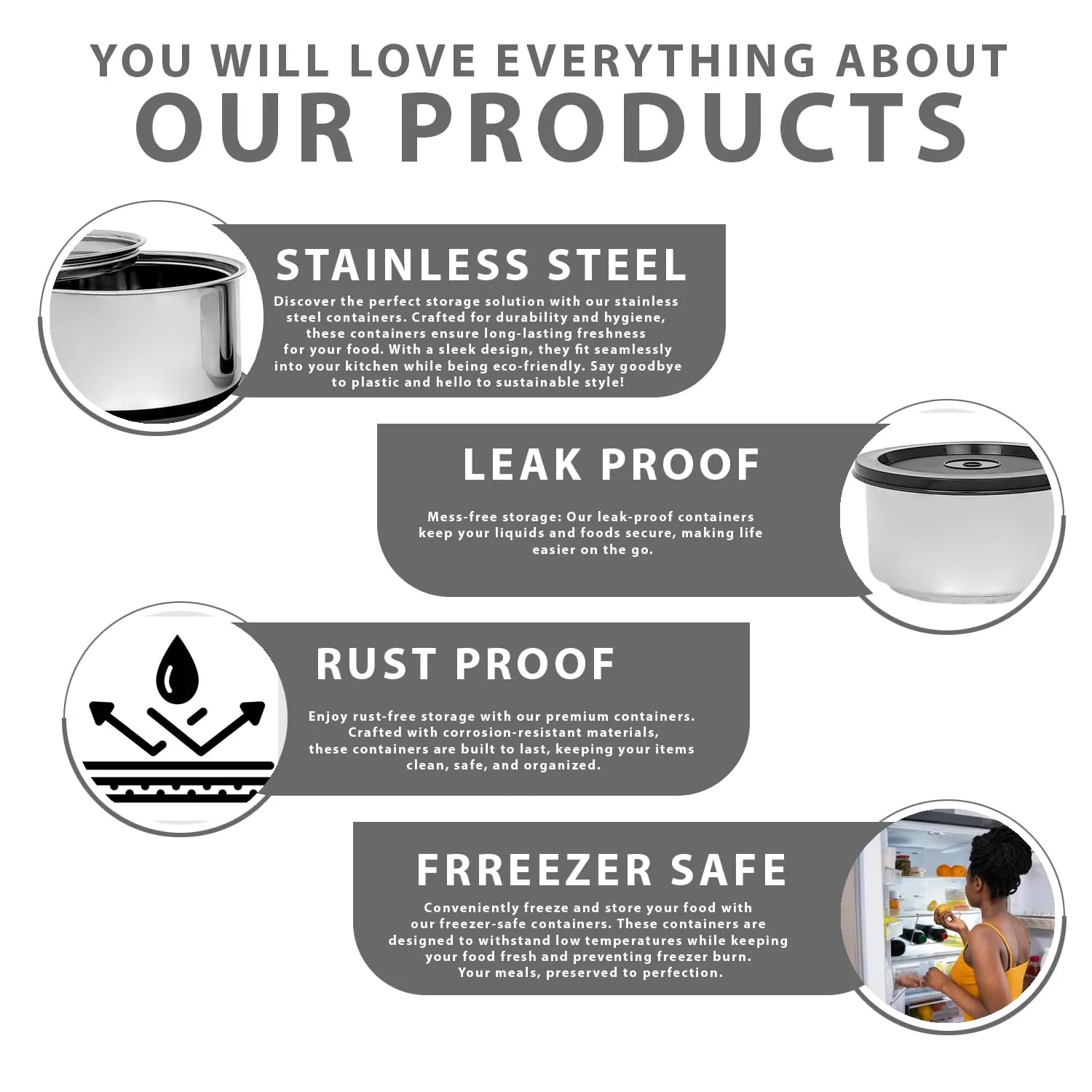 Zaib Premium Stainless Steel Double Wall Leak Proof Containers | Steel Container for Lunch Capacity: 400 ML (Pack of 3)